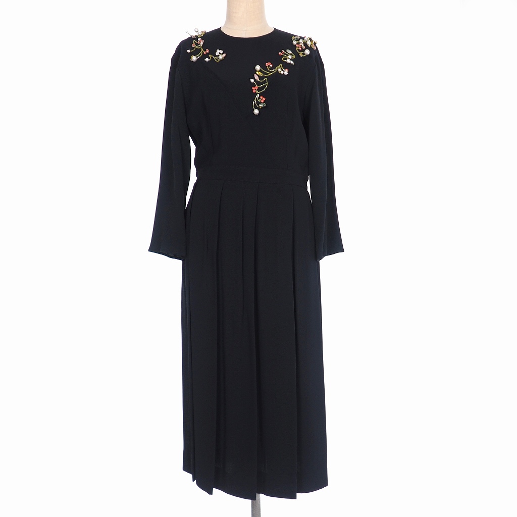 未使用品 マルニ MARNI 20SS フラワー パール ロング ドレス シルク  