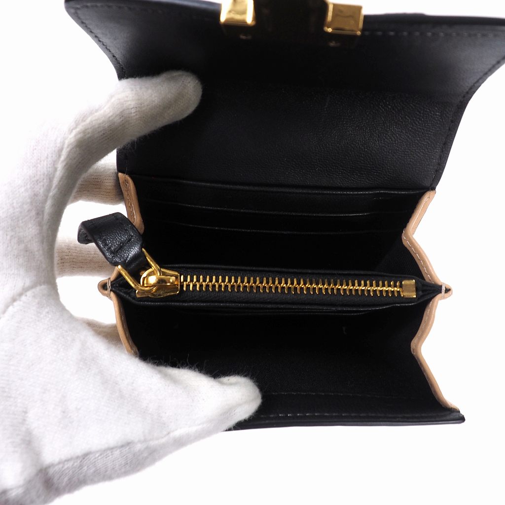 未使用品 マルニ MARNI 18AW レザー フラップ コンパクト ウォレット