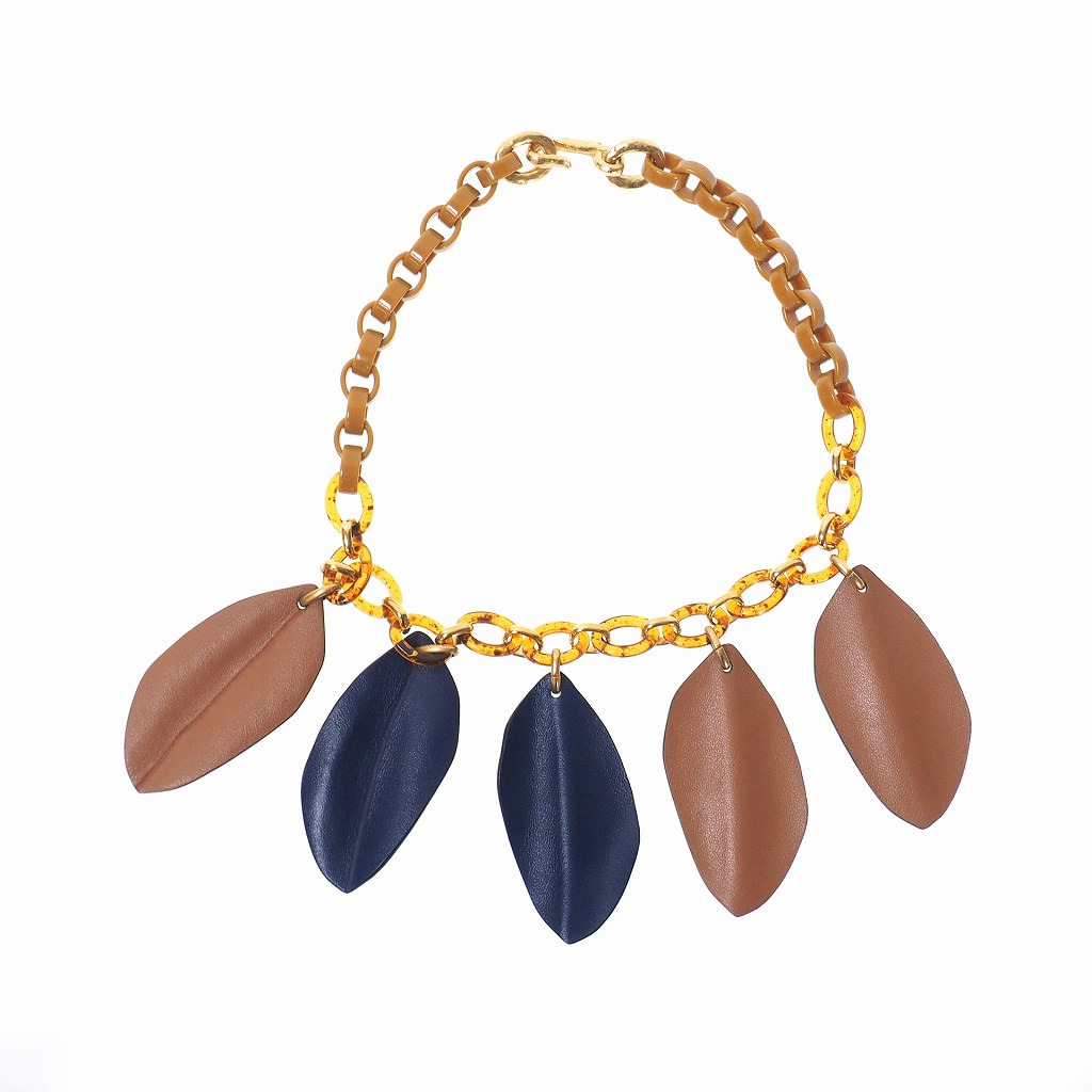 未使用品 マルニ MARNI 20SS LEATHER AND RESIN NECKLACE チェーン 