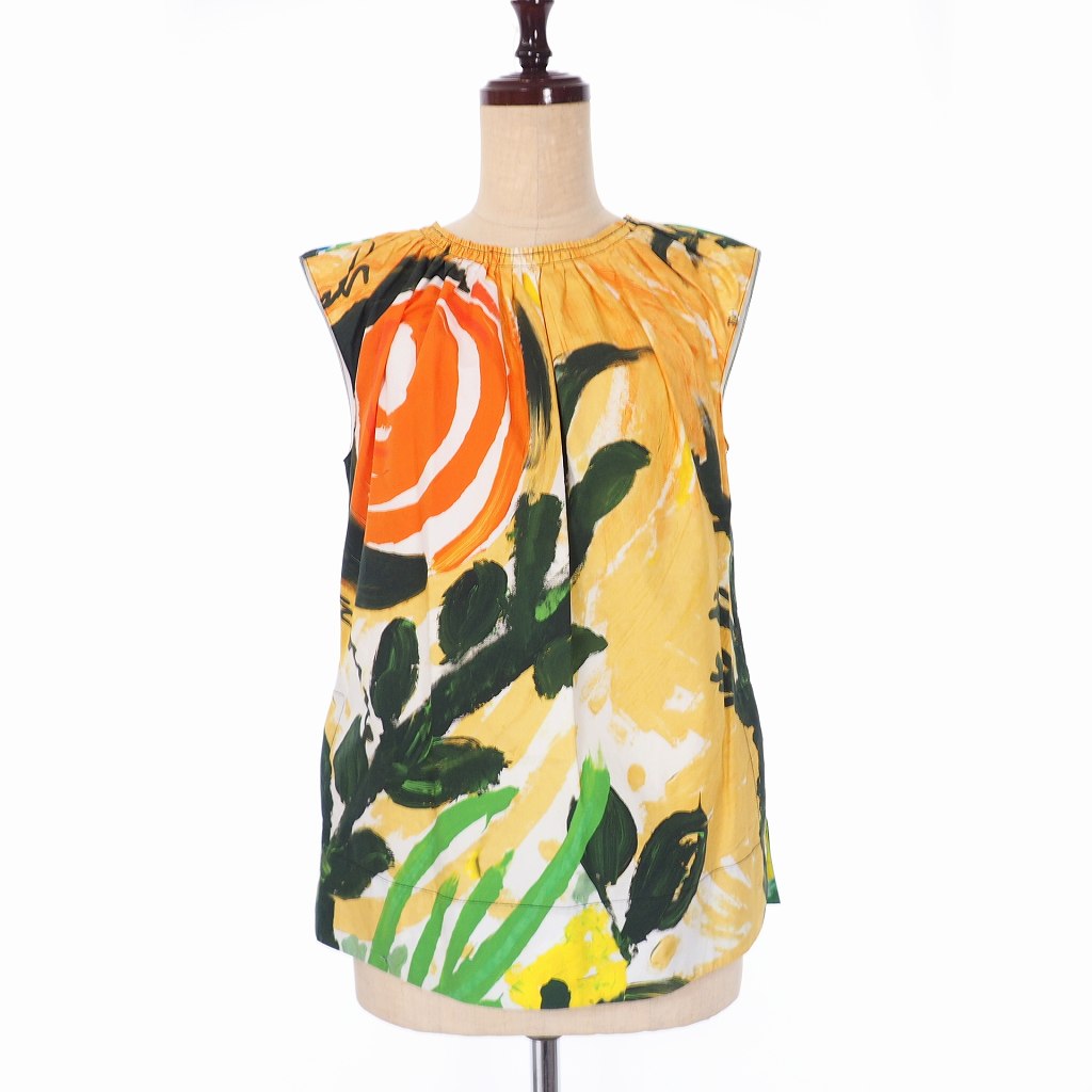 MARNI マルニ ノースリーブ タンクトップ コットン ビジュー 異素材 38 MARNI マルニ ノースリーブ タンクトップ コットン ビジュー 異