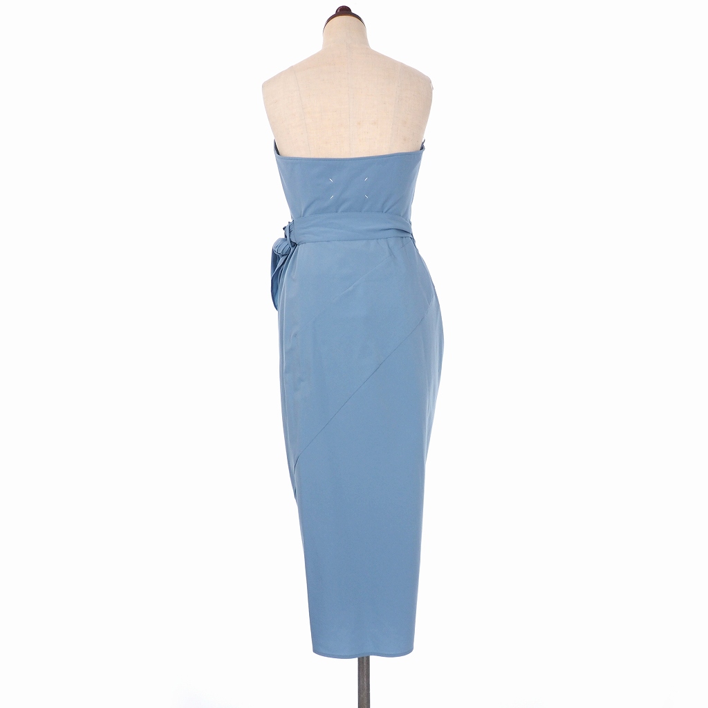 未使用品 メゾンマルジェラ Maison Margiela ss ストラップレス ラップ風 ワンピース ロング ドレス 36 ブルー 青 S29ct0960 国内正規 レディース 3 ベクトルパーク