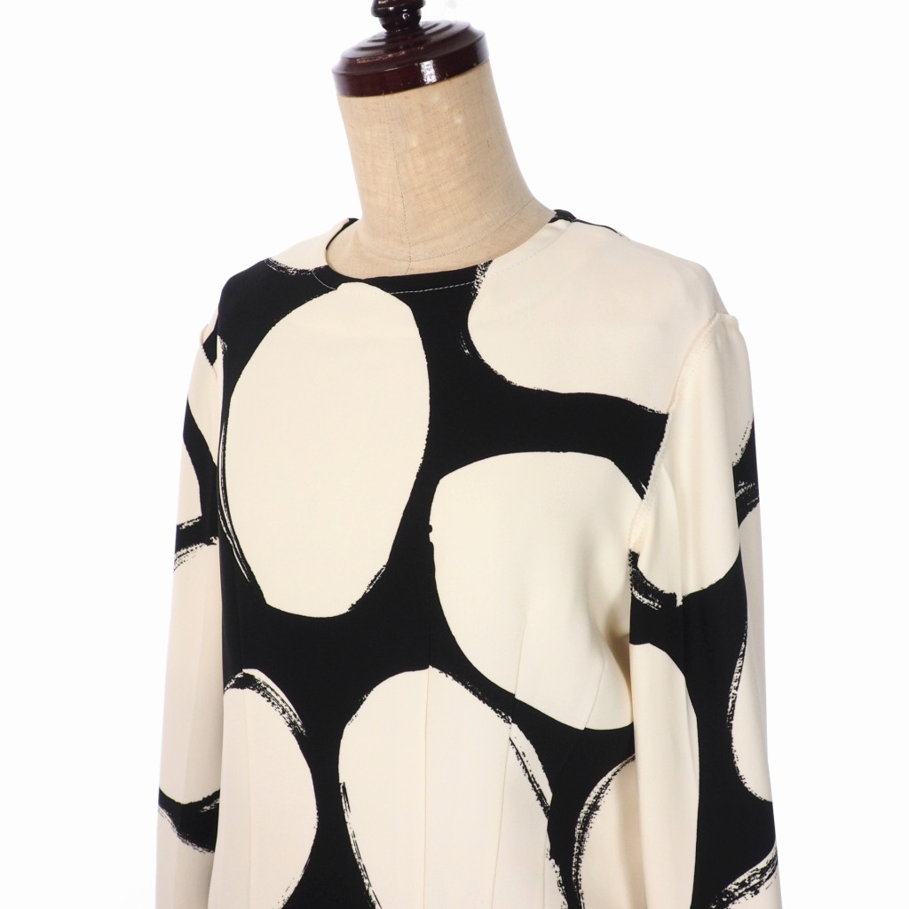 マルニ MARNI 20AW ドット柄 ロングワンピース 長袖 36 オフホワイト 