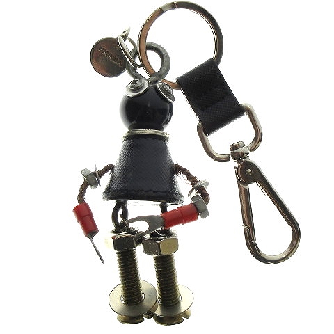 PRADA プラダ キーホルダー ロボット チャーム（グレー サフィアーノ  