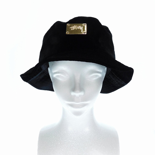 バッケットハット stussy 黒／金 80s ヴィンテージSTUSSY バケット
