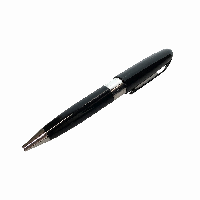 グッチ GUCCI ボールペン ツイスト式 ロゴ 黒 シルバーカラー ブラック