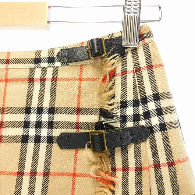 美品 バーバリー プリーツ ラップスカート フレア ノバチェック ベルト 42 バーバリー ブルーレーベル ノバチェック ベルト ラップスカート 38