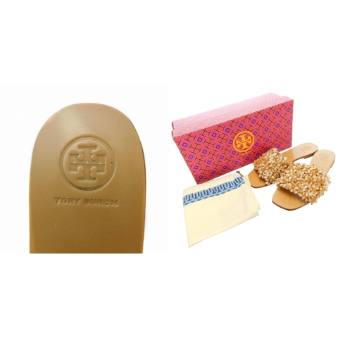トリーバーチ TORY BURCH スライドサンダル LOGANビジュー フラット 