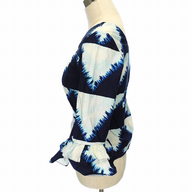 マルニ MARNI ブラウス シャツ 七分袖 スクエアネック フレア袖 総柄  