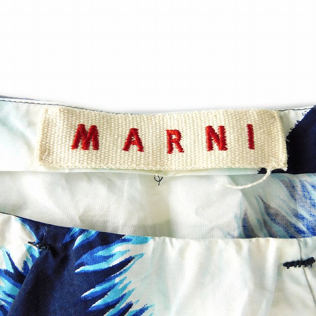 マルニ MARNI ブラウス シャツ 七分袖 スクエアネック フレア袖 総柄  