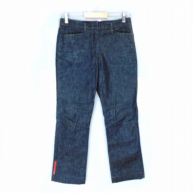 プラダスポーツ PRADA SPORT デニムパンツ ブーツカット フレア ジップ 