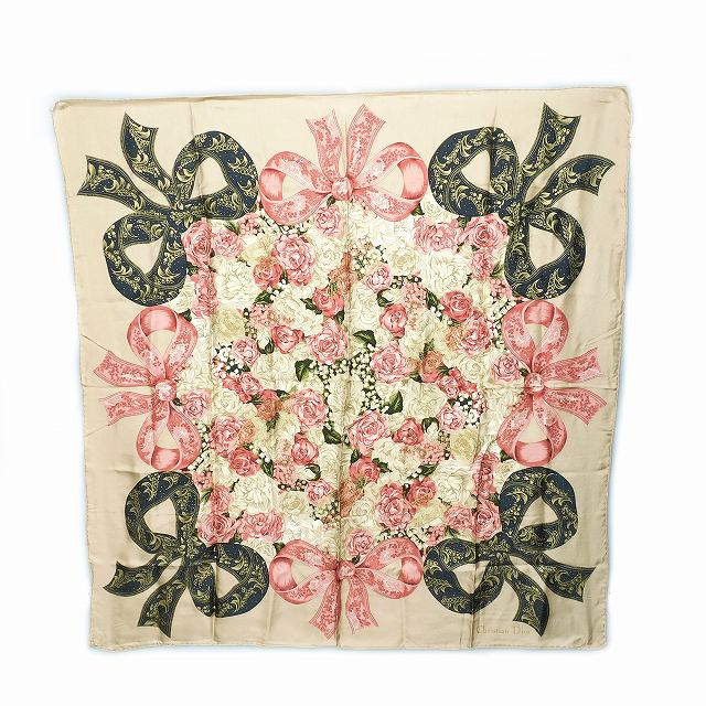 クリスチャンディオールトロッター総柄大判シルクスカーフ稀少黒  