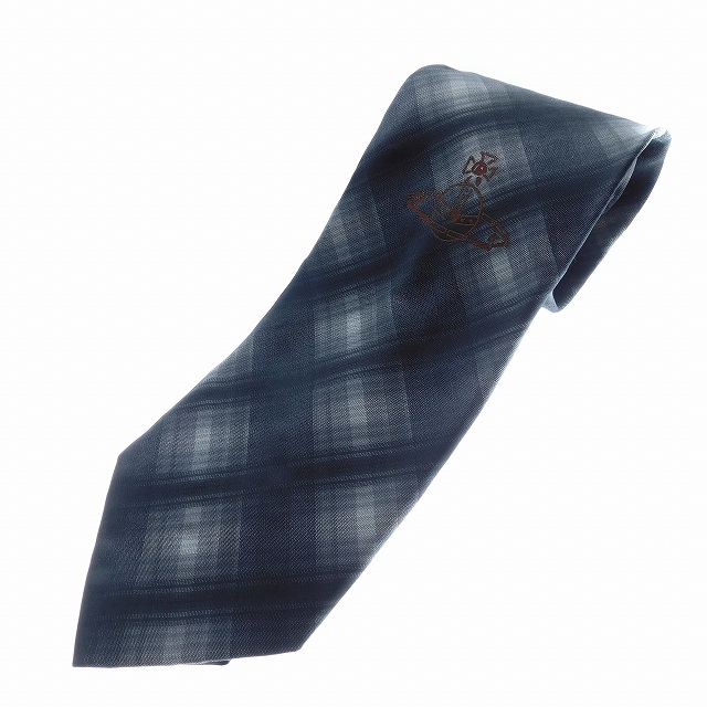 ヴィヴィアンウエストウッド Vivienne Westwood Accessories ネクタイ シルク レギュラータイ 絹 イタリア製 ロゴ オーブ チェック 黒 ブラック スーツ小物 Eay メンズ 4 ベクトルパーク