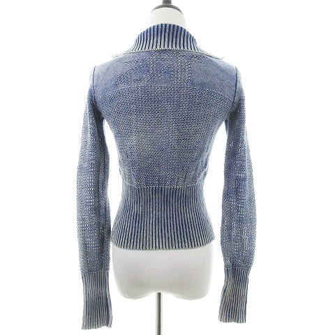 ディーゼル DIESEL ニット カーディガン 長袖 厚手 コットン 無地 S 青  