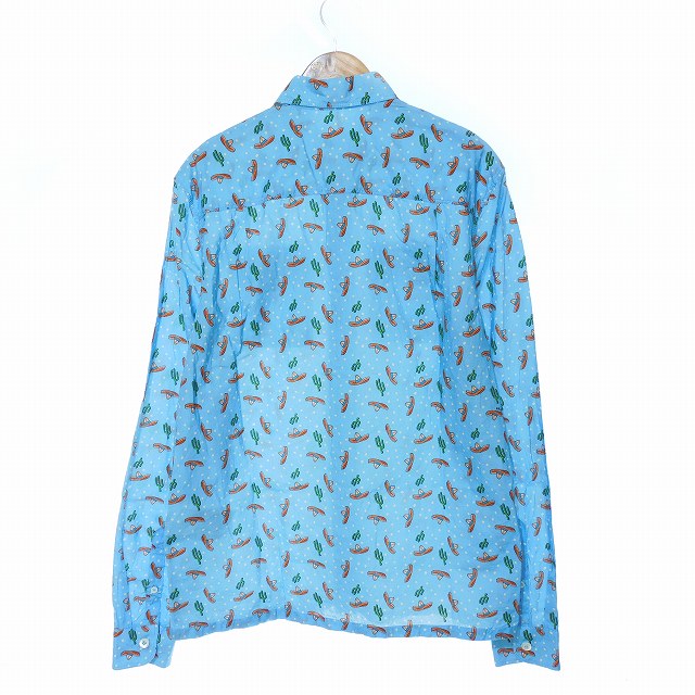 プラダ PRADA ボタンダウン シャツ 長袖 サボテン柄 総柄 コットン 38  