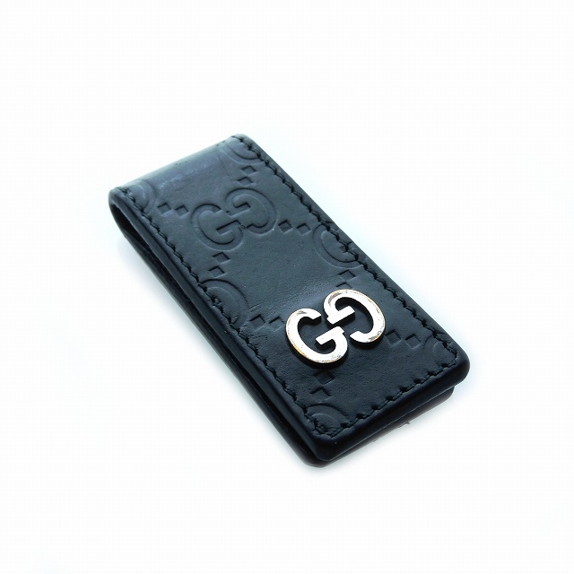 美品 グッチ ドリアン GG シグネチャー マネークリップ レザー ブラック 美品 グッチ ドリアン GG シグネチャー マネークリップ レザー