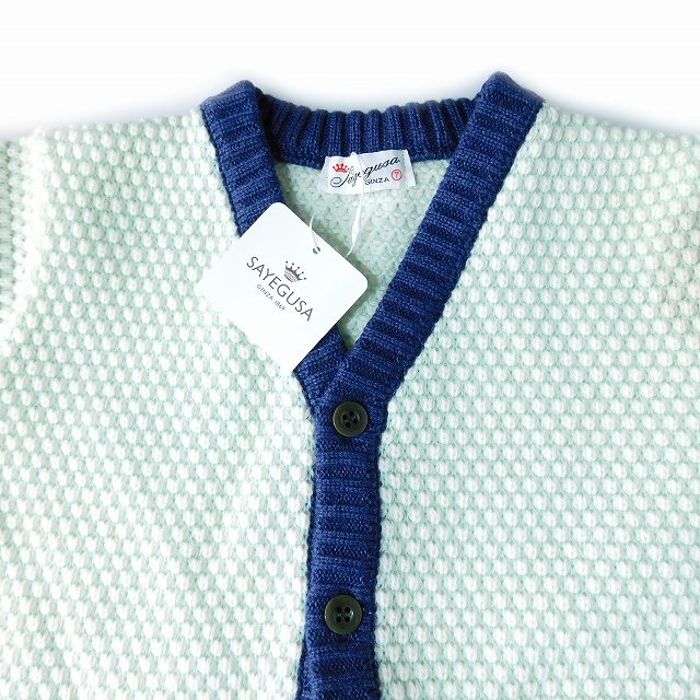 未使用品 サエグサ Sayegusa カーディガン 長袖 ウール 厚手 7才  