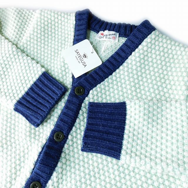 未使用品 サエグサ Sayegusa カーディガン 長袖 ウール 厚手 7才  