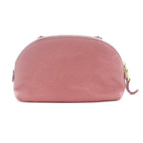 ミュウミュウ miumiu リボンポーチ メイクポーチ ラウンド レザー ロゴ 