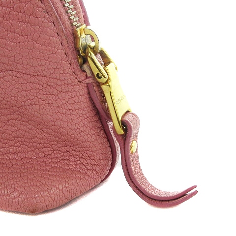 ミュウミュウ miumiu リボンポーチ メイクポーチ ラウンド レザー ロゴ 