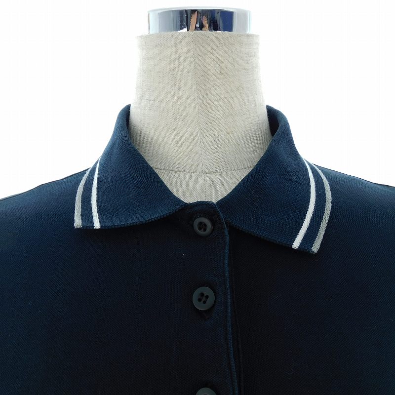 PRADA プラダ　ポロシャツ　レディース　半袖　ネイビー PRADA - 美品 プラダ PRADA ニット シャツ ポロシャツ 半袖