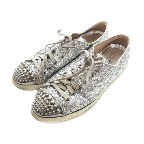 ミュウミュウ miumiu グリッター スニーカー ローカット ラウンドトゥ 