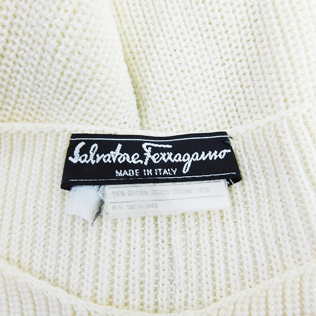 Salvatore Ferragamo - サルヴァトーレフェラガモ 長袖ニット カットソー スリット ライン アイボリー Salvatore Ferragamo - サルヴァトーレフェラガモ 長袖ニット