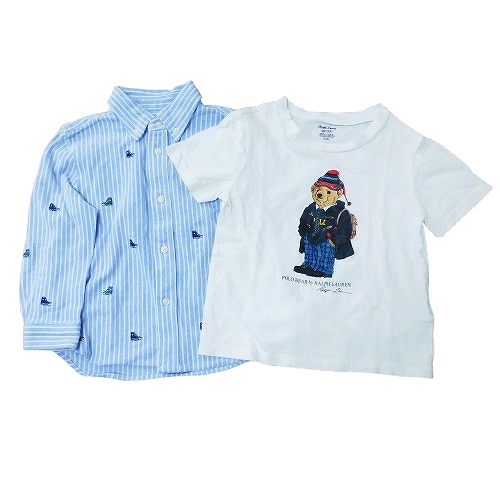 Ralph Lauren キッズストライプシャツ 白青 5 ラルフローレン RALPH LAUREN おまとめ2点セット ボタンダウンシャツ