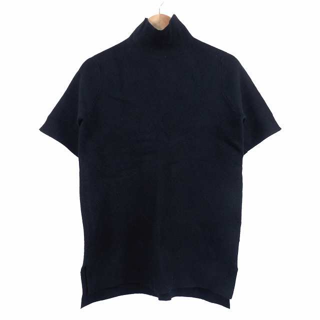 ザラ ZARA ニット カットソー 半袖 ハイネック スリット 無地 S