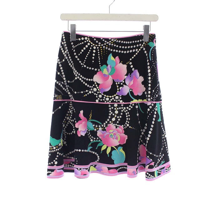 レオナール LEONARD FASHION フレアスカート ひざ丈 総柄 花柄  