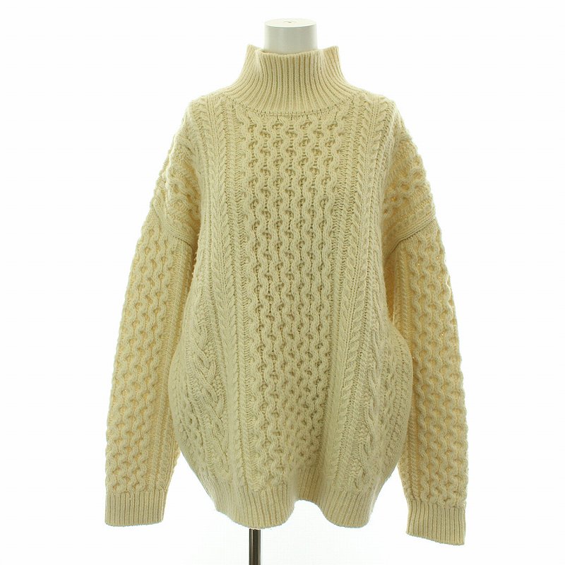オーラリー AURALEE 18AW FRENCH MERINO ARAN KNIT TURTLE NECK BIG P