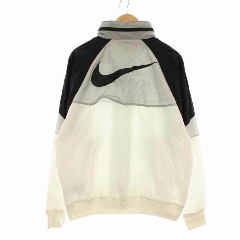 ナイキ NIKE ナイロンジャケット ブルゾン ロゴ フード 2way 裏地メッシュ スポーツ L 白 ホワイト グレー /DK メンズ