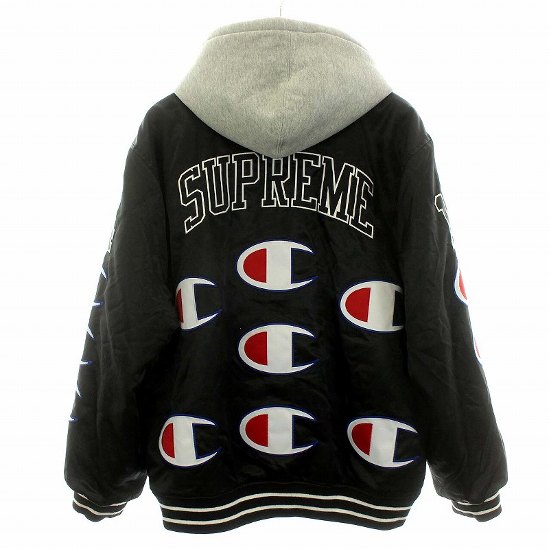 シュプリーム SUPREME Champion 18AW Hooded Satin Varsity Jacket 