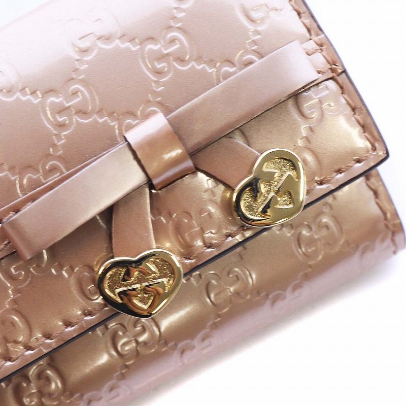 GUCCI グッチ　キーケース　グッチシマ　リボン　レザー　ベージュ GUCCI グッチ キーケース グッチシマ リボン レザー ベージュ