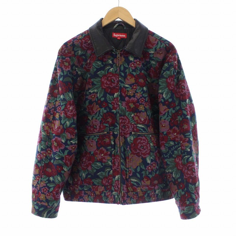シュプリーム SUPREME 20AW Leather Collar Work Jacket Flower 中綿 