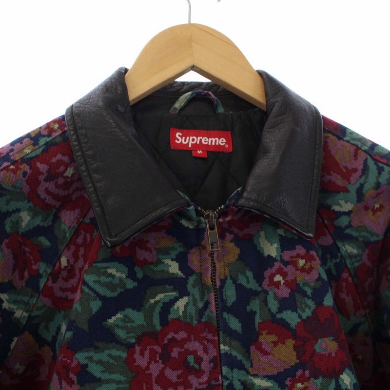 シュプリーム SUPREME 20AW Leather Collar Work Jacket Flower 中綿  