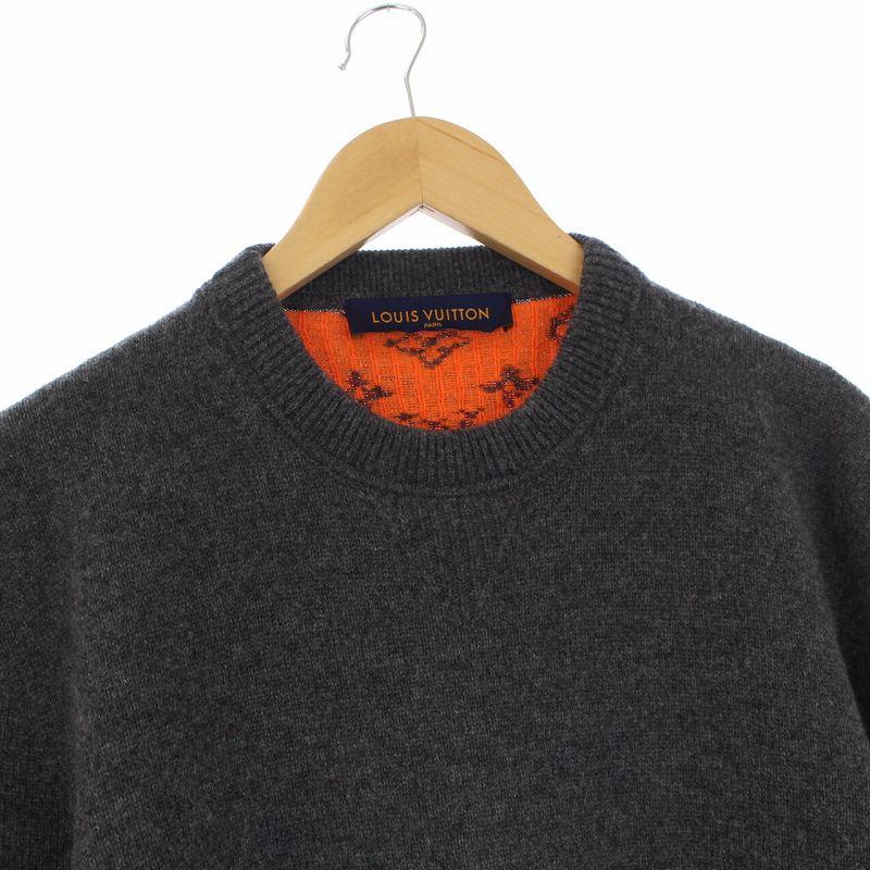 Louis Vuitton モノグラムセーター グレー/オレンジ　カシミア Louis Vuitton モノグラムセーター グレー/オレンジカシミア