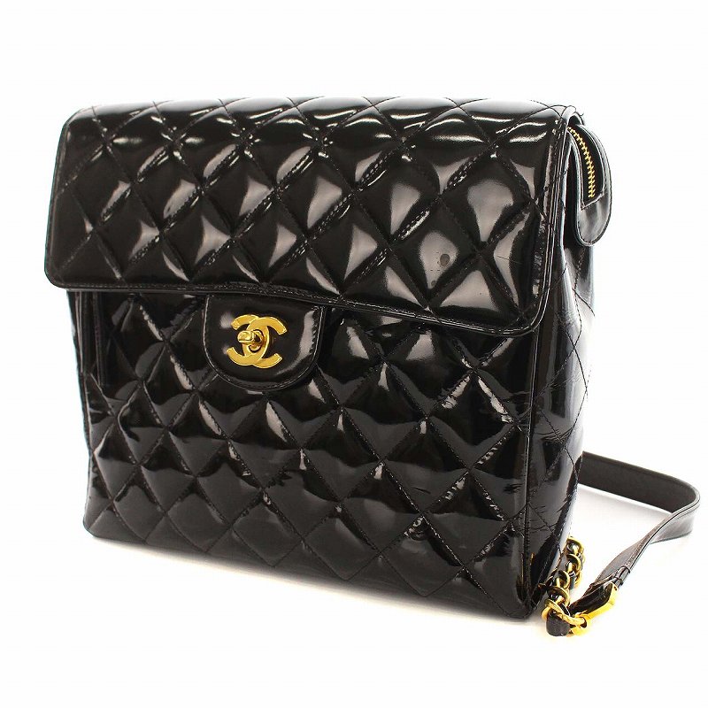 シャネル CHANEL ヴィンテージ マトラッセ リュックサック エナメル 