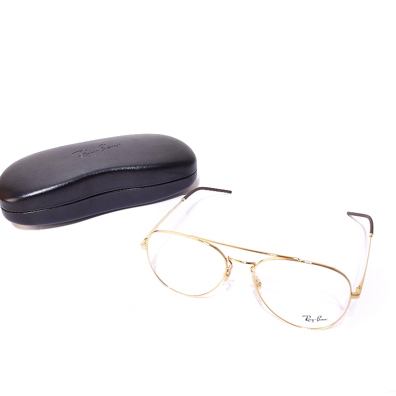 レイバン　ゴールドメタルフレーム 四角い眼鏡 レアもの Ray-Ban レイバン メガネ 眼鏡 rx7229 2012 53mm ユニセックス