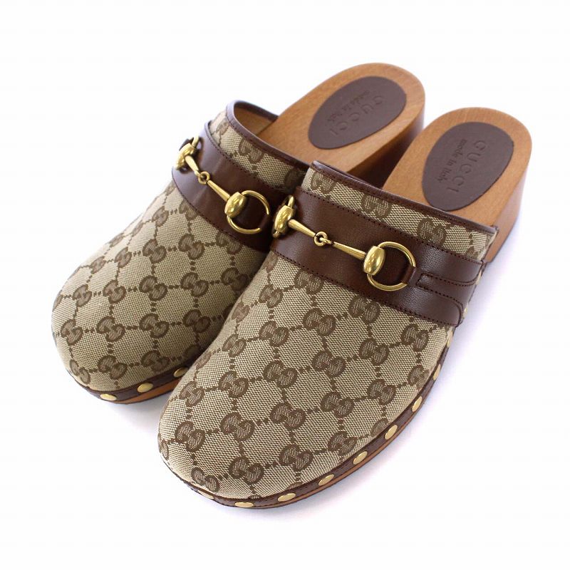 グッチ GUCCI 22AW ホースビット ミュール GGキャンバス サンダル  