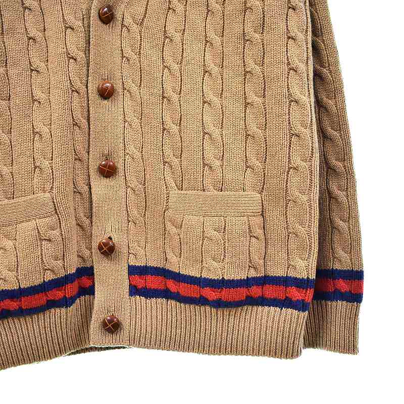 グッチ GUCCI 21AW ウェブ ストライプ付き ケーブルニット 