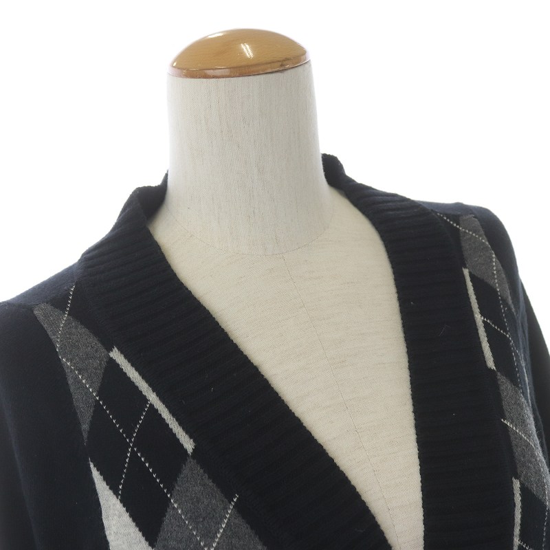 BURBERRY BLUE LABEL カシミヤ混 アーガイル 長袖カーディガン