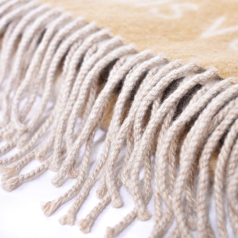 ルイヴィトン カシミア100％マフラー ベージュ&ブラウン Louisvuitton