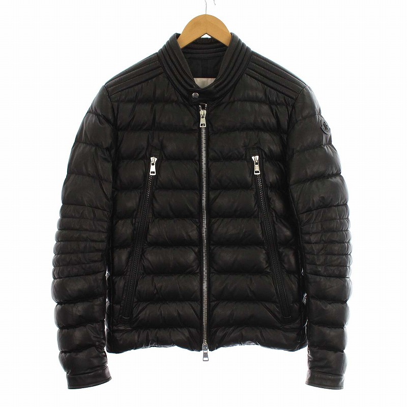 モンクレール MONCLER AMIOT オールレザーダウンジャケット ライダース 