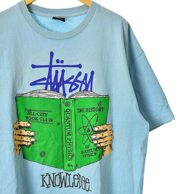追跡便【Stussy】キューブ ヘビーウェイト 半袖 T シャツ ブルー STUSSY ステューシー '90年代後期 “赤青タグ”ネイビー 半袖 T