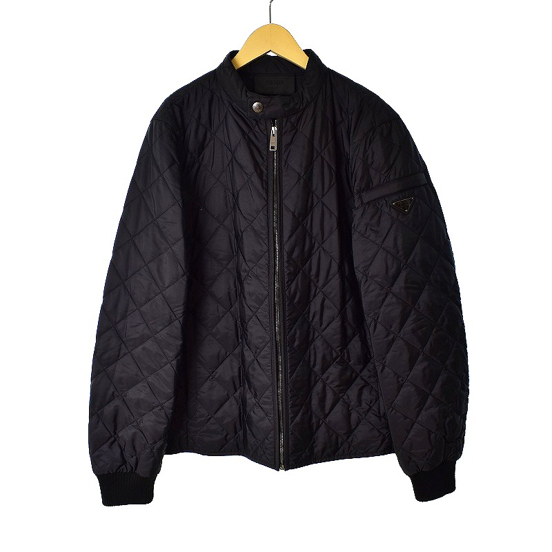 プラダ PRADA ジャケット ブルゾン 中綿 キルティング 三角プレート 44 