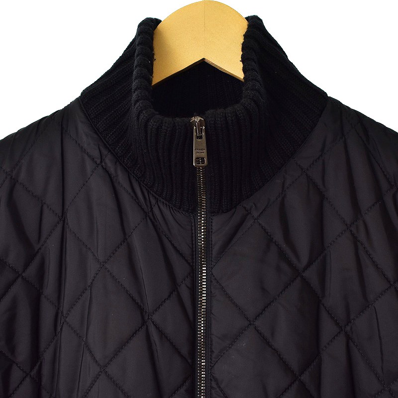 プラダ PRADA ジャケット キルティング ニット切替 ウール 46 黒 