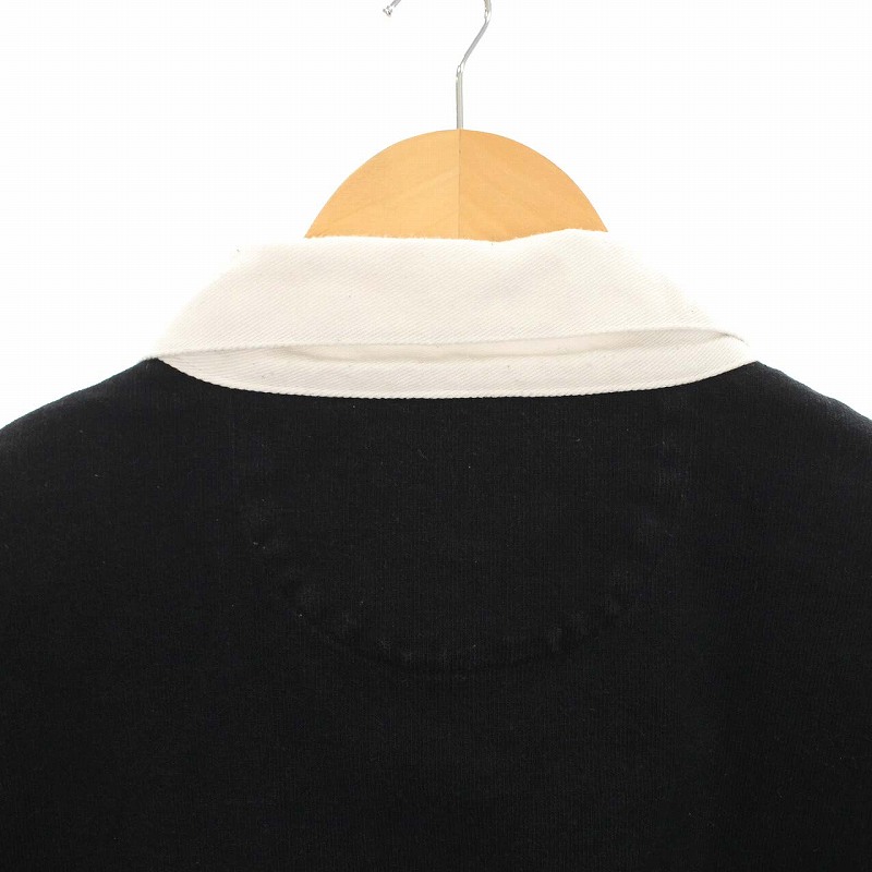 シュプリーム　BURBERRY 長袖ポロシャツ M 黒 シュプリーム SUPREME Burberry Rugby ポロシャツ 長袖 刺繍