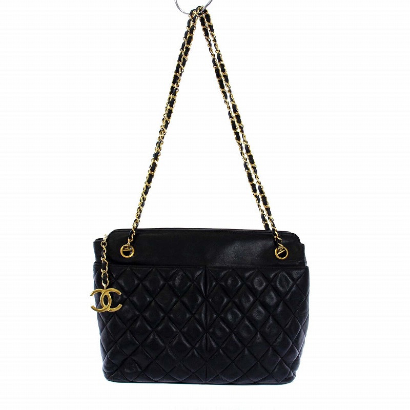 シャネル CHANEL マトラッセ ココチャーム ラムスキン トートバッグ  