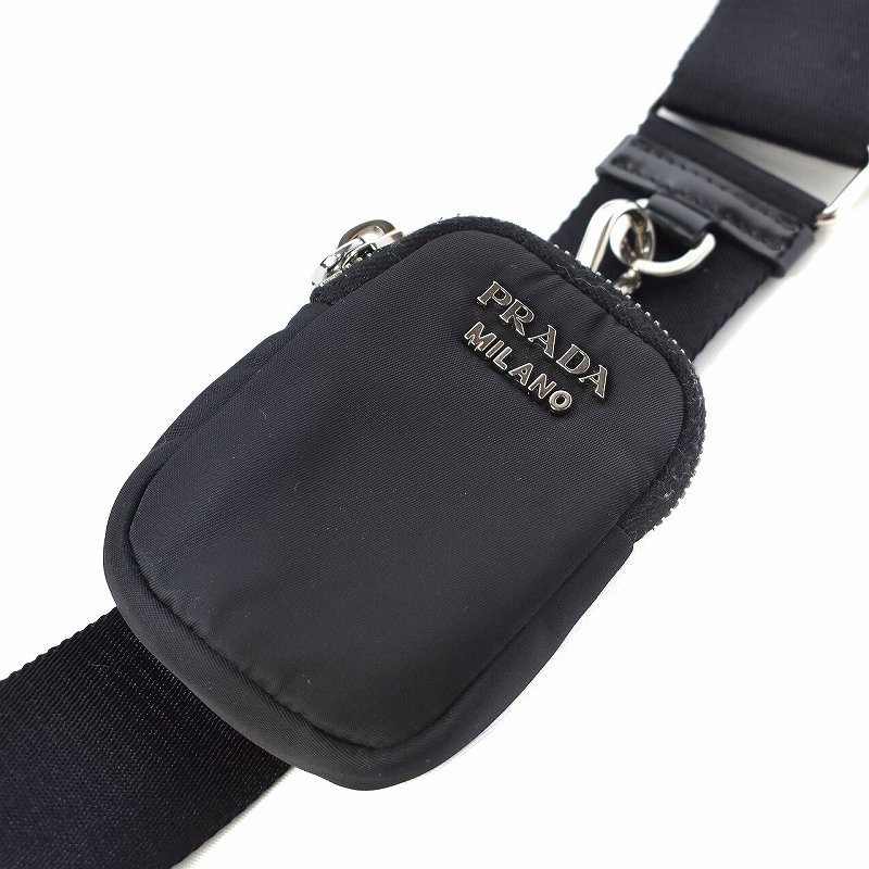 プラダ PRADA ナイロン ブラッシュドレザー バッグ 三角プレート