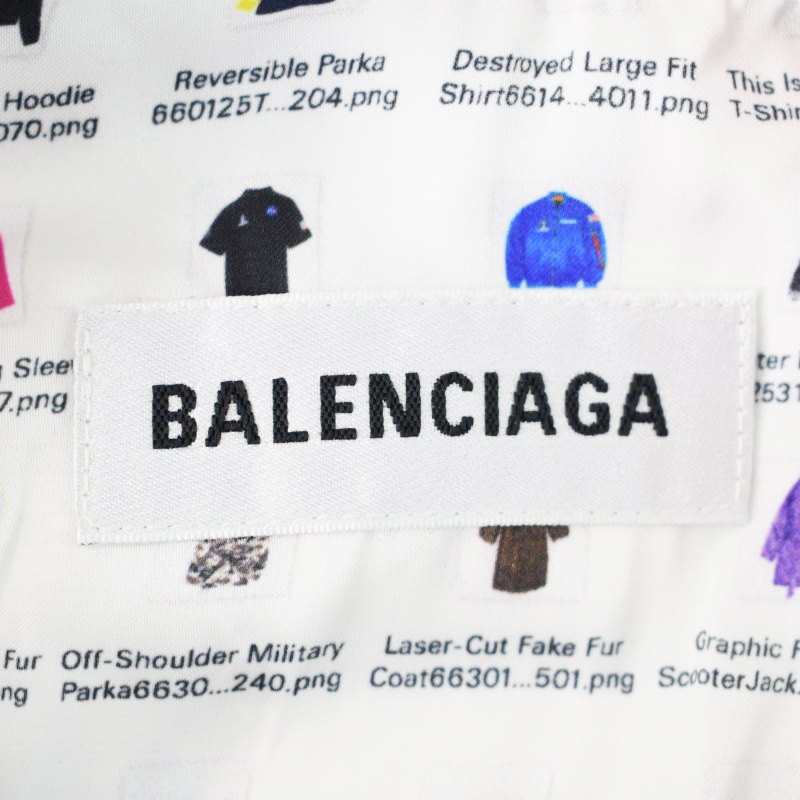 バレンシアガ BALENCIAGA 2021年製 TLL11 printed oversized dress ワンピース ドレス ボウタイ 長袖 ひざ丈 プリント オーバーサイズ プリーツ 総柄 2 白 ホワイト 680795 レディース